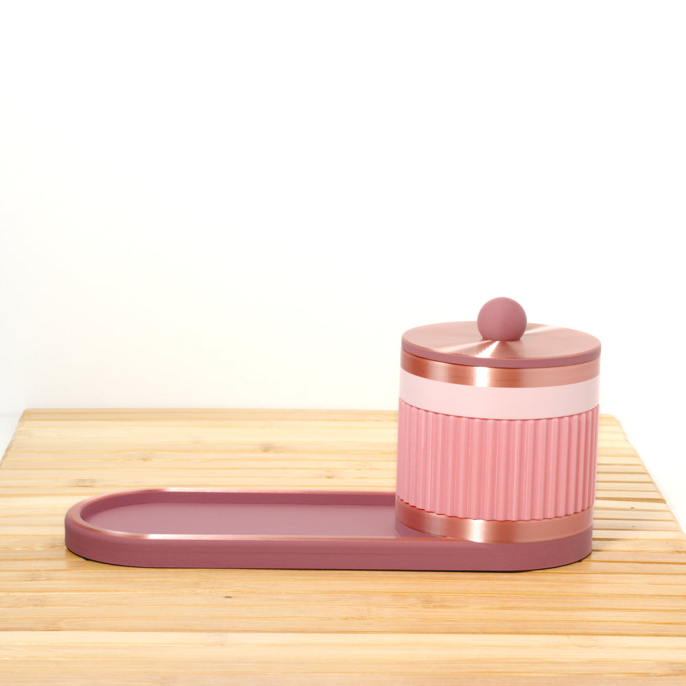 Bubblegum Bedside Bestie with rose, pastel pink and rose gold, 3D printed by Mewse