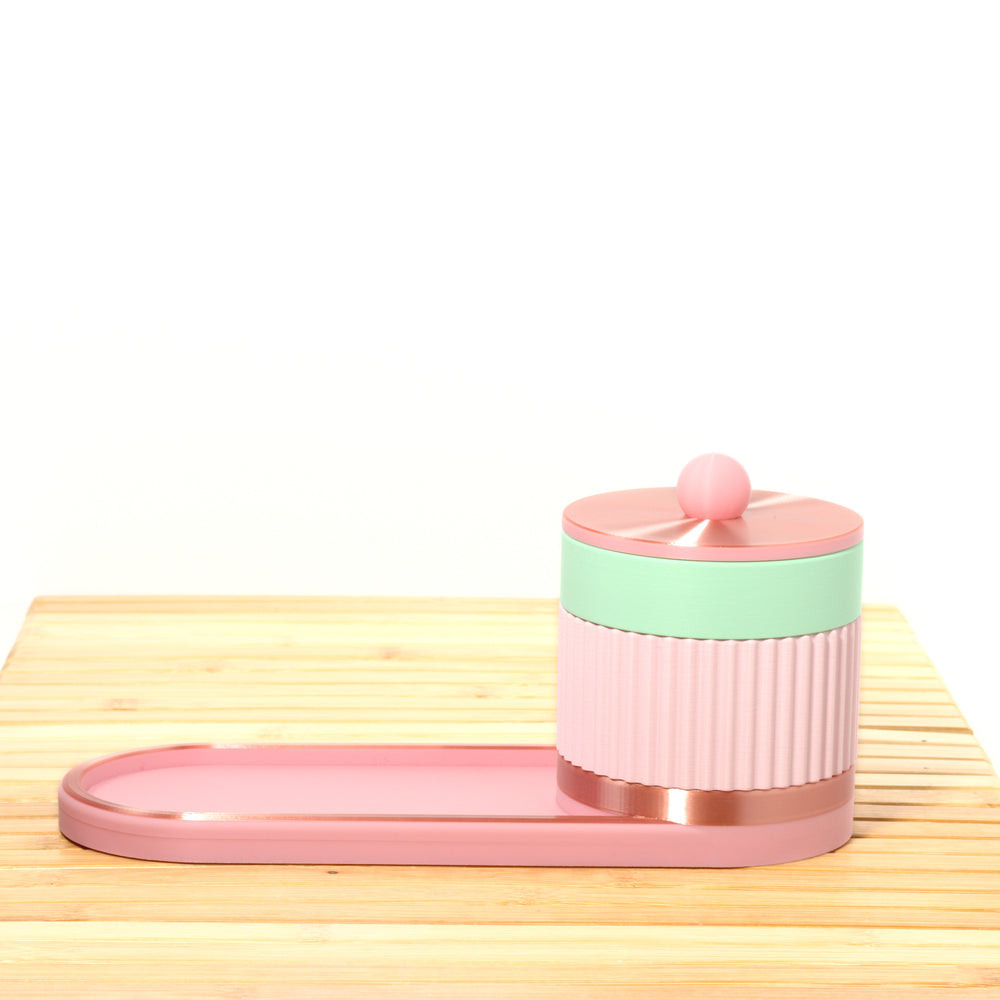 Pastel Pink Bedside Bestie with mint, bubblegum and rose gold, 3D printed by Mewse