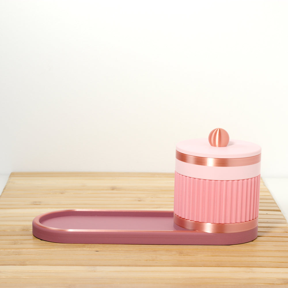 Bubblegum Bedside Bestie with pastel pink, rose and rose gold, 3D printed by Mewse