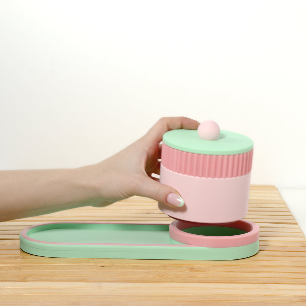 Pastel Pink Bedside Bestie with bubblegum and mint, 3D printed by Mewse, view 2