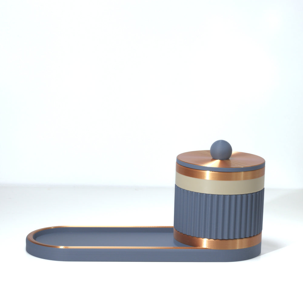 Blue Steel Bedside Bestie with pistachio and bronze, 3D printed by Mewse