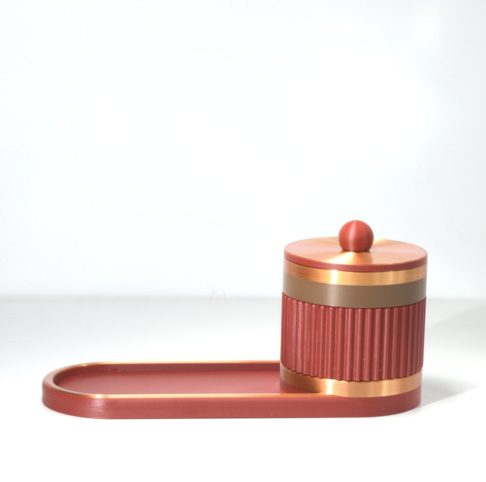 Burgundy Bedside Bestie with light brown and bronze, 3D printed by Mewse