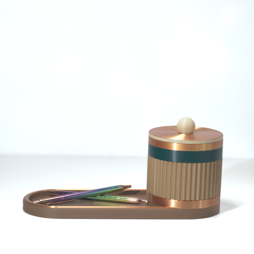 Pistachio Bedside Bestie with emerald, bone and bronze, 3D printed by Mewse, view 2