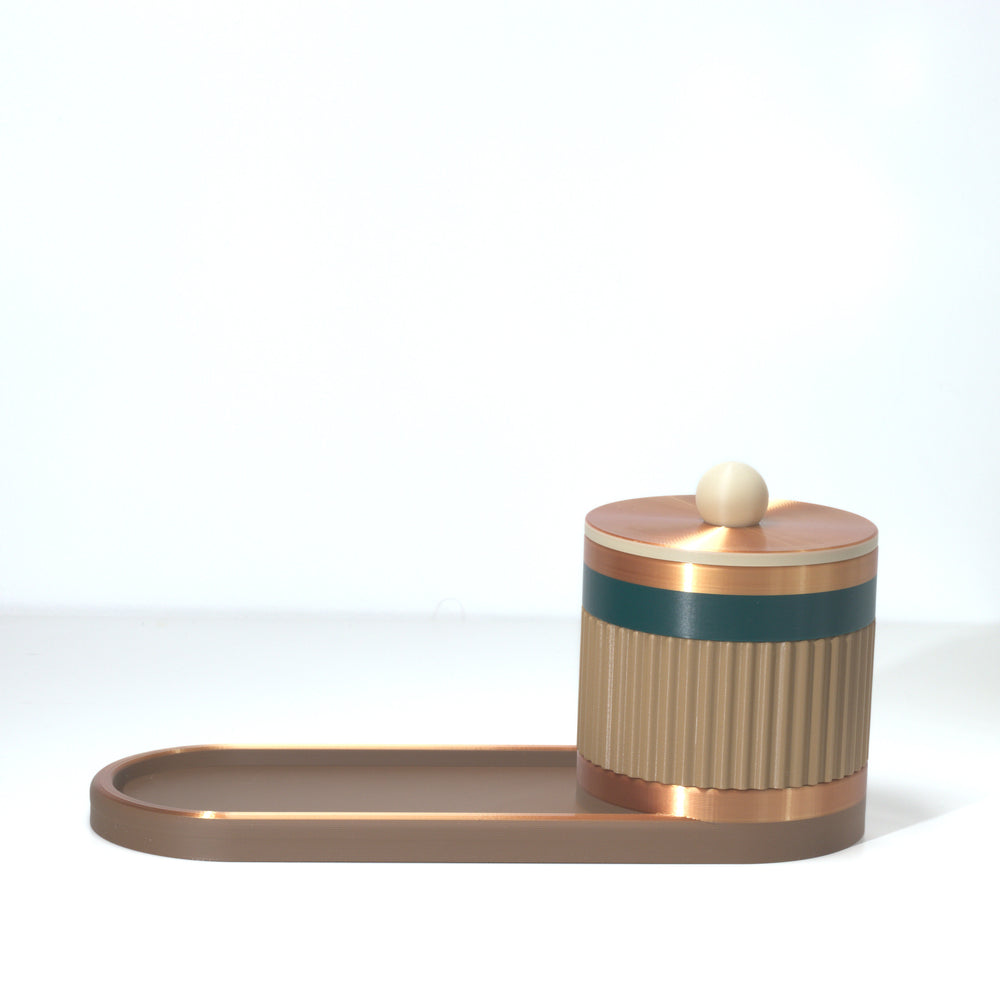 Pistachio Bedside Bestie with emerald, bone and bronze, 3D printed by Mewse