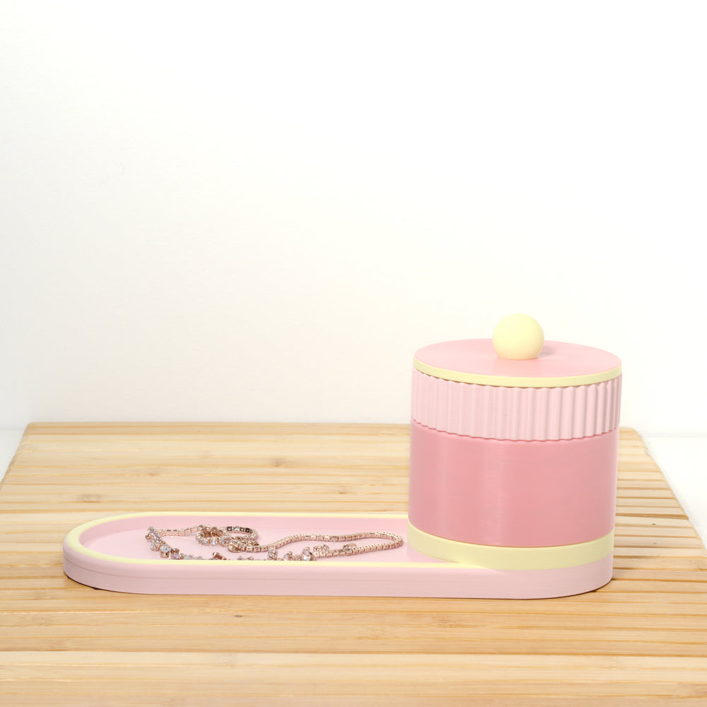 Bubblegum Bedside Bestie with pastel pink and lemon, 3D printed by Mewse, view 2