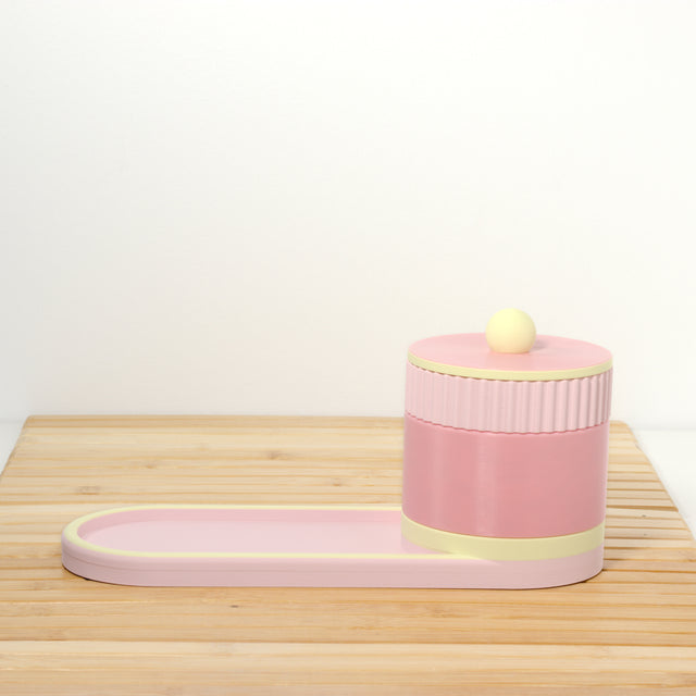 Bubblegum Bedside Bestie with pastel pink and lemon, 3D printed by Mewse