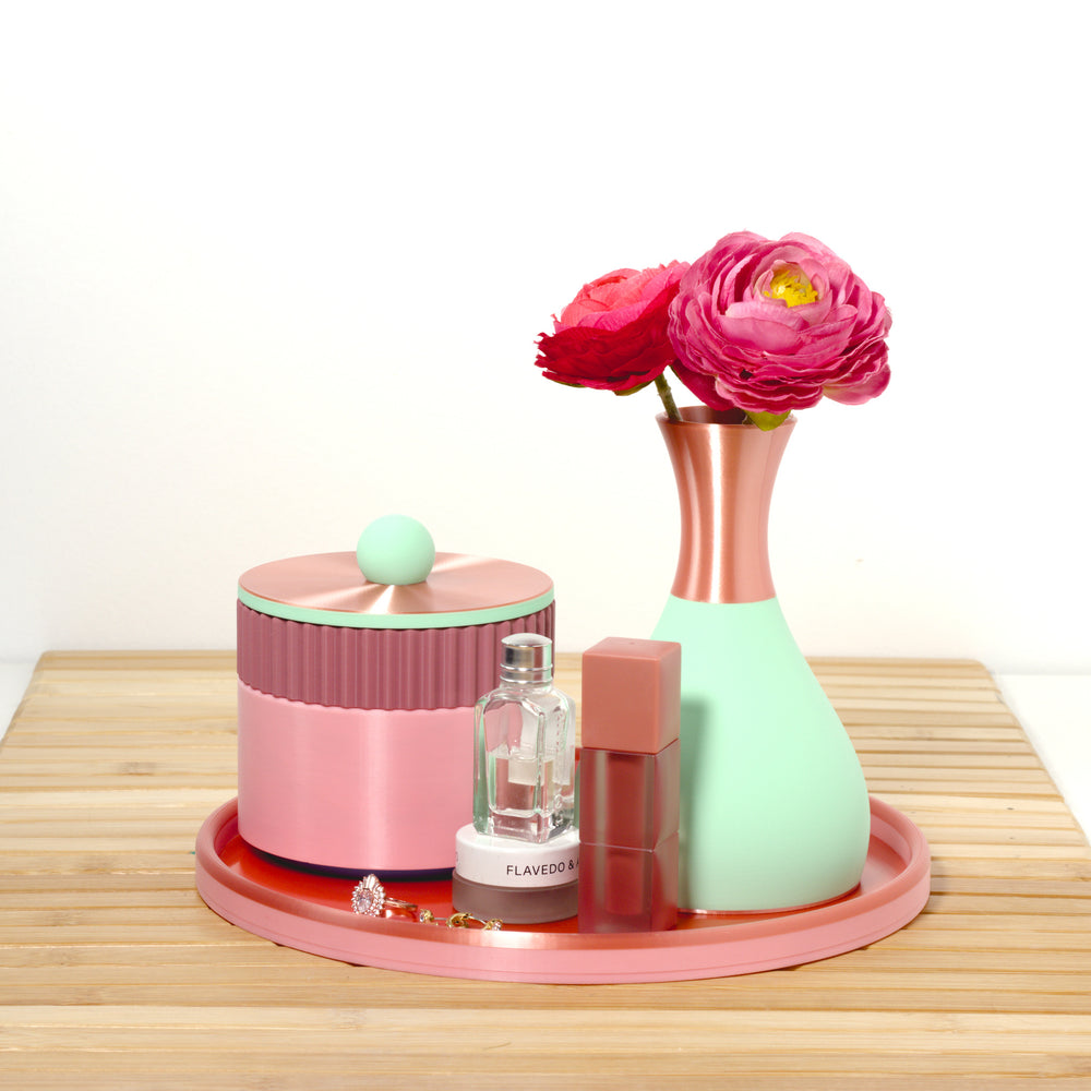 Bubblegum Coffee Table MagicStack with rose, mint and rose gold, 3D printed by Mewse, view 3
