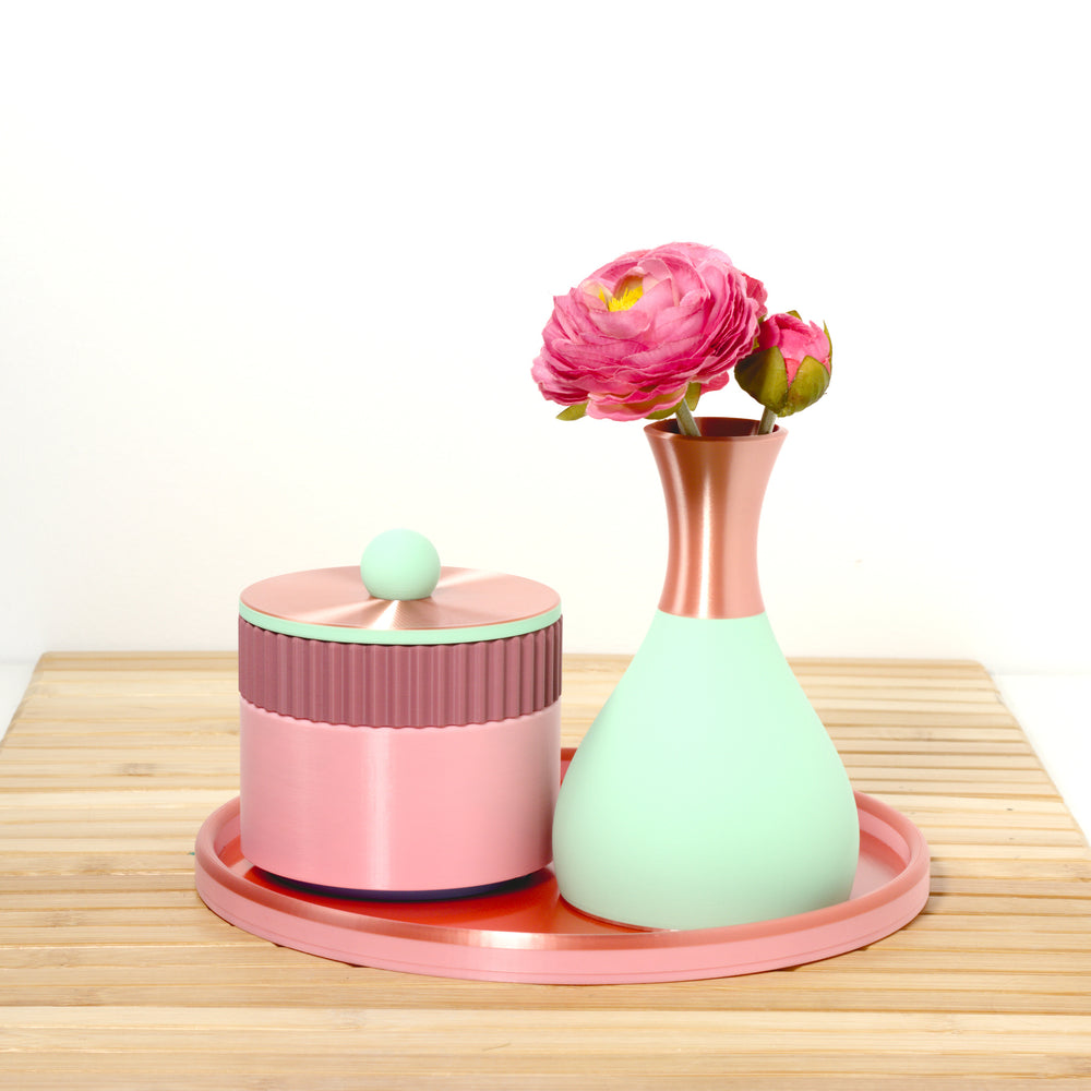 Bubblegum Coffee Table MagicStack with rose, mint and rose gold, 3D printed by Mewse