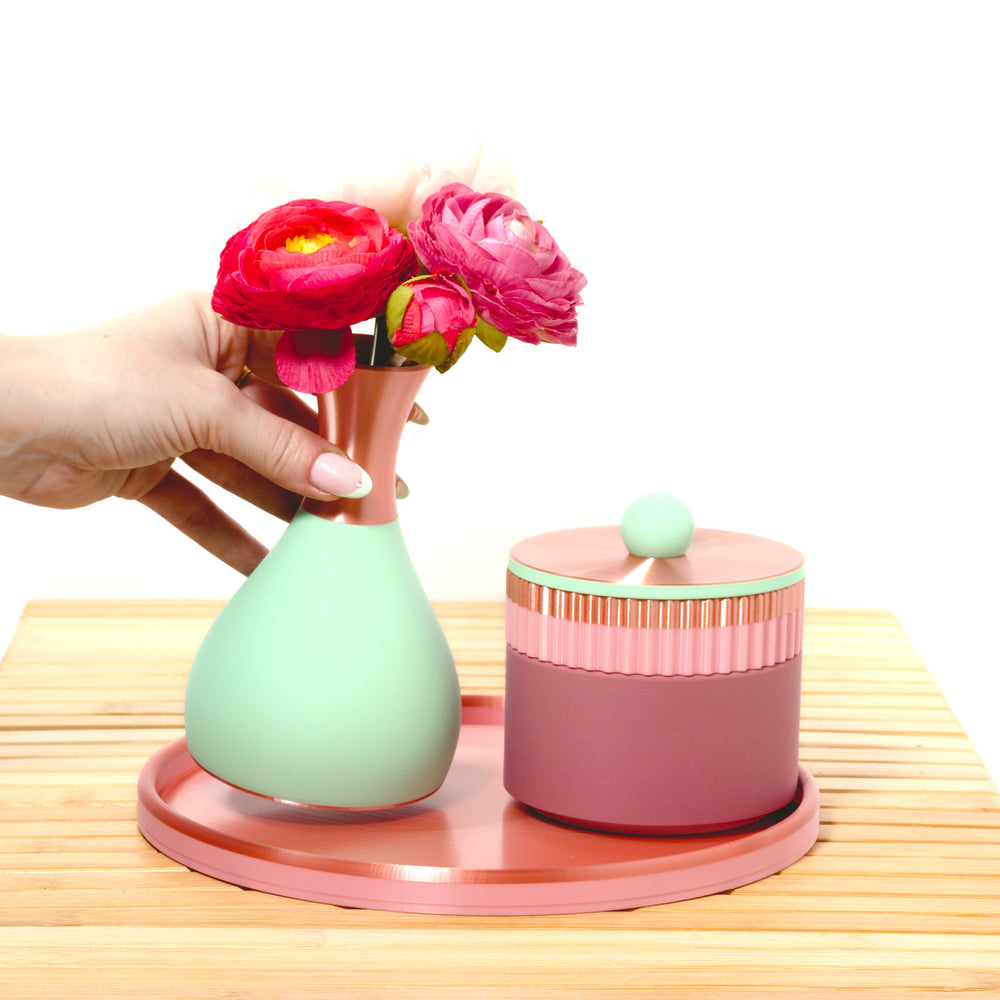 Rose Coffee Table MagicStack with pastel pink, mint and rose gold, 3D printed by Mewse, view 2