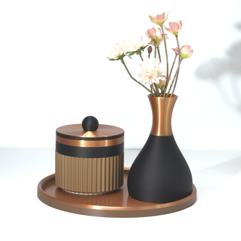 Light Brown Coffee Table MagicStack with black and bronze, 3D printed by Mewse