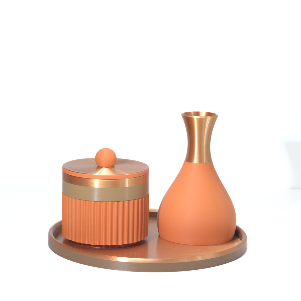 Orange Coffee Table MagicStack with light brown and bronze, 3D printed by Mewse