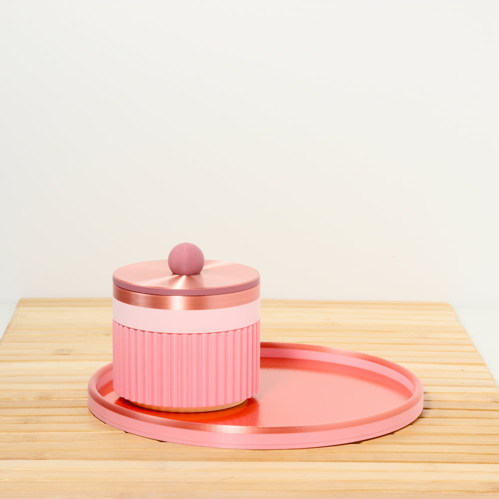 Bubblegum Coffee Table MiniStack with pastel pink, rose and rose gold, 3D printed by Mewse