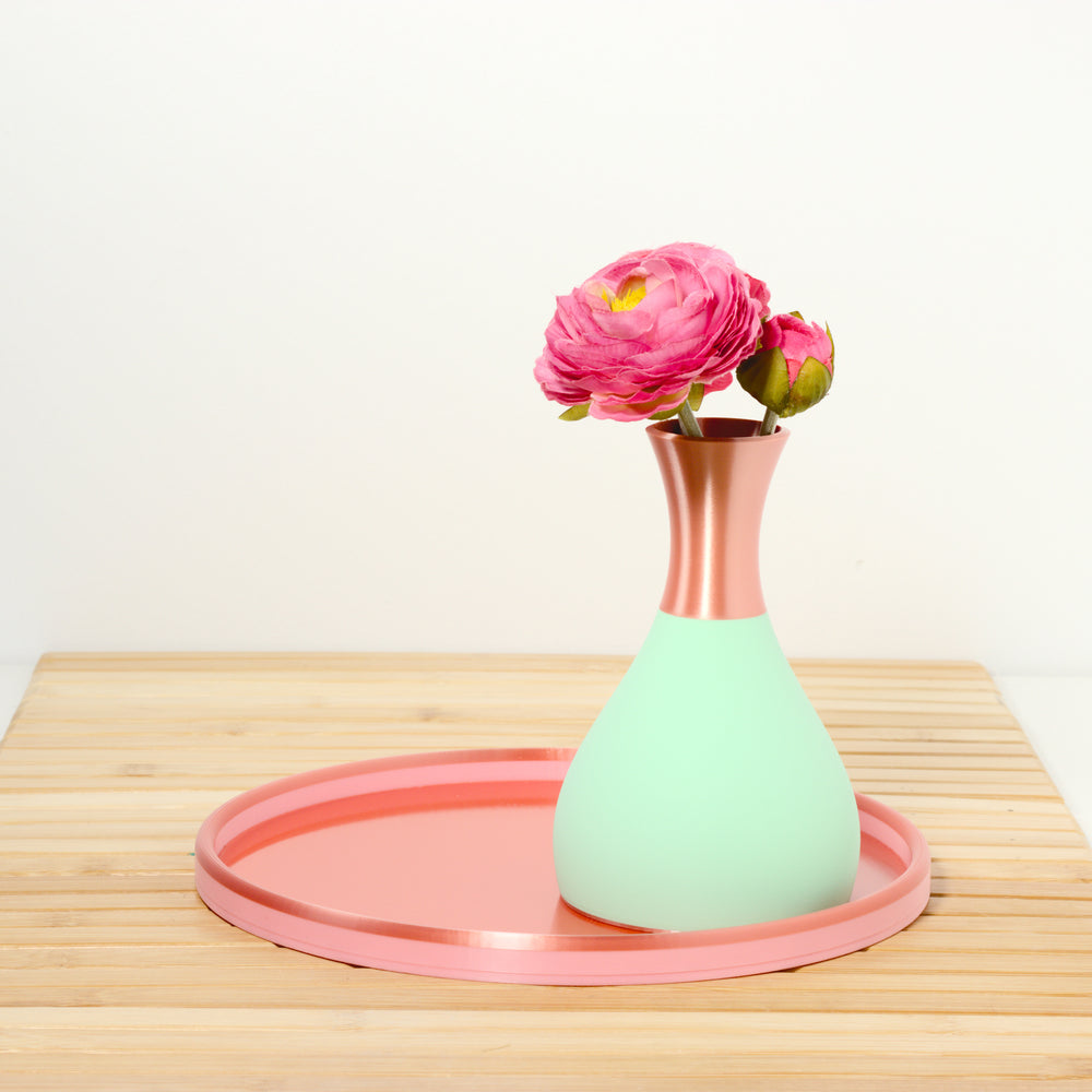 Bubblegum Coffee Table Vase Set with mint and rose gold, 3D printed by Mewse