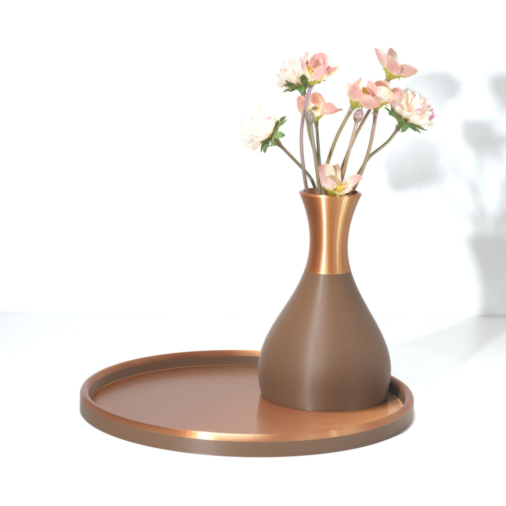 Light Brown Coffee Table Vase Set with bronze, 3D printed by Mewse