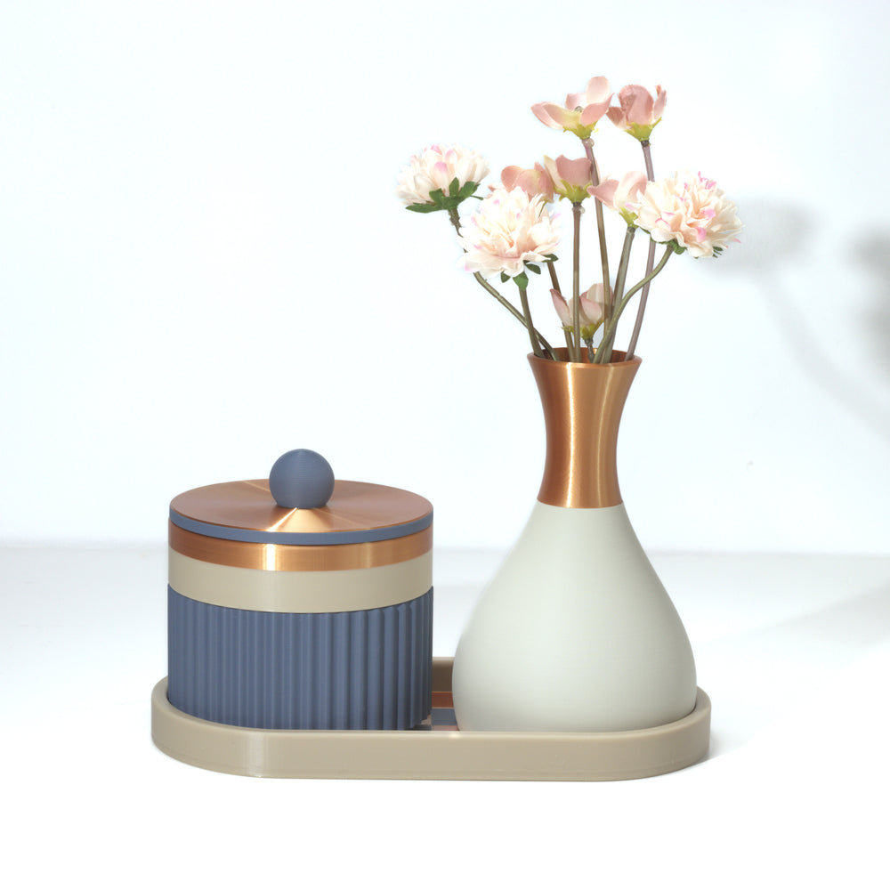 Blue Steel Magic Stack with pistachio and bronze, 3D printed by Mewse