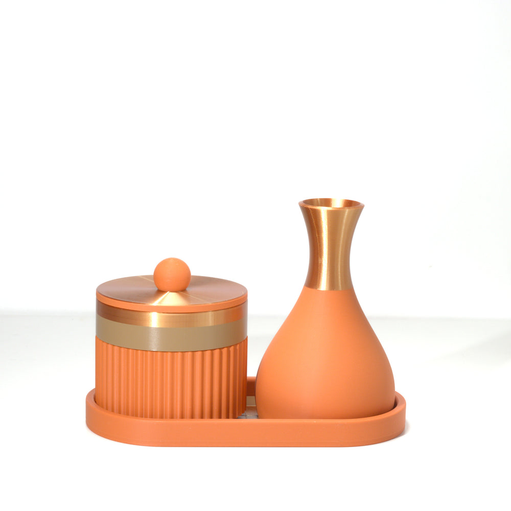 Orange Magic Stack with light brown and bronze, 3D printed by Mewse