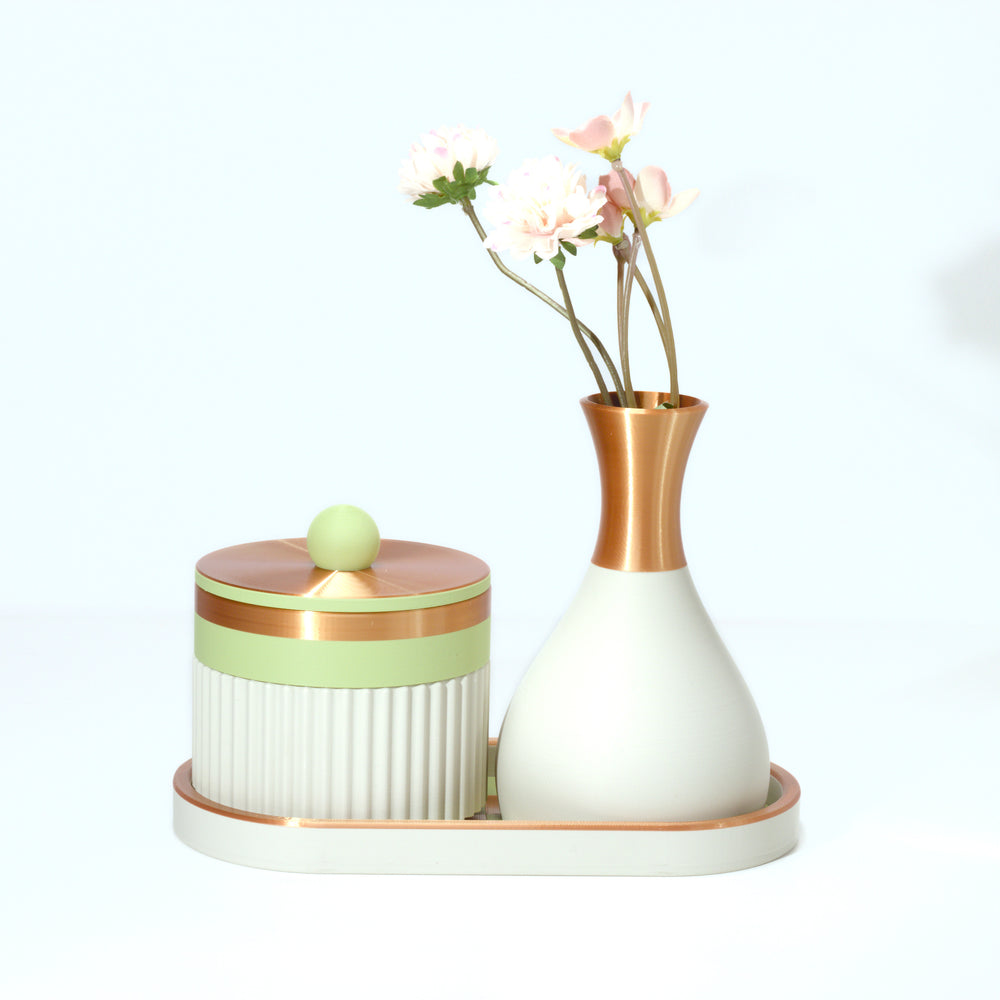 Pistachio Magic Stack with matcha and bronze, 3D printed by Mewse, view 2