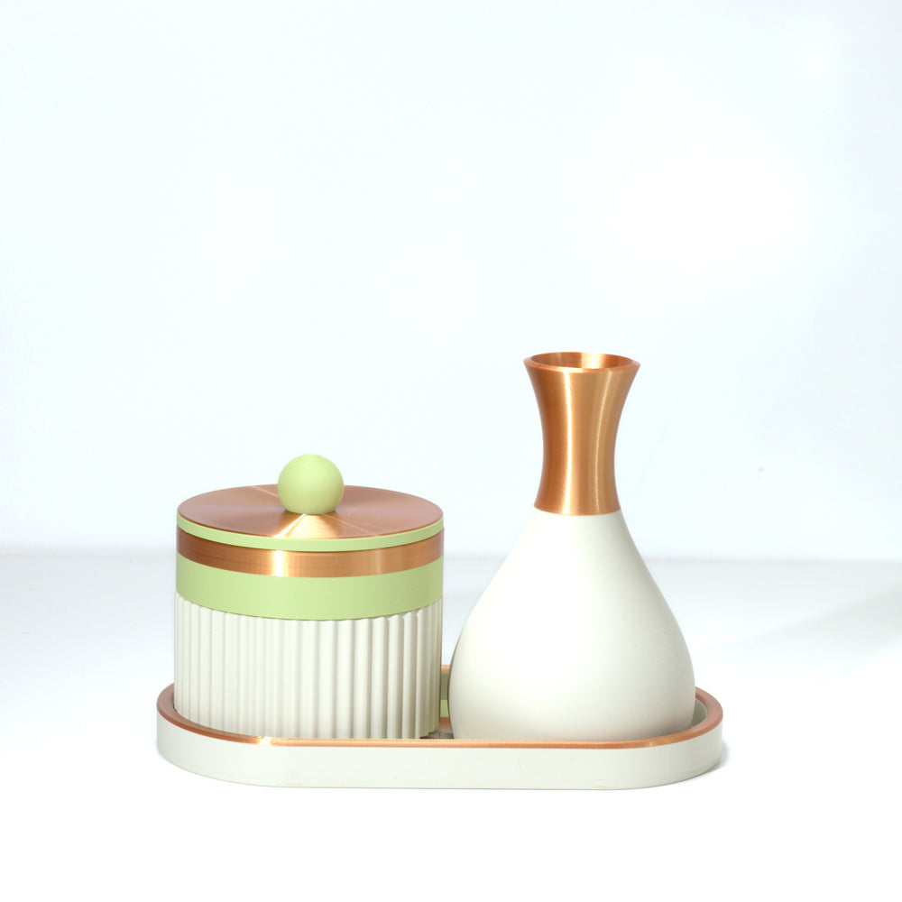 Pistachio Magic Stack with matcha and bronze, 3D printed by Mewse