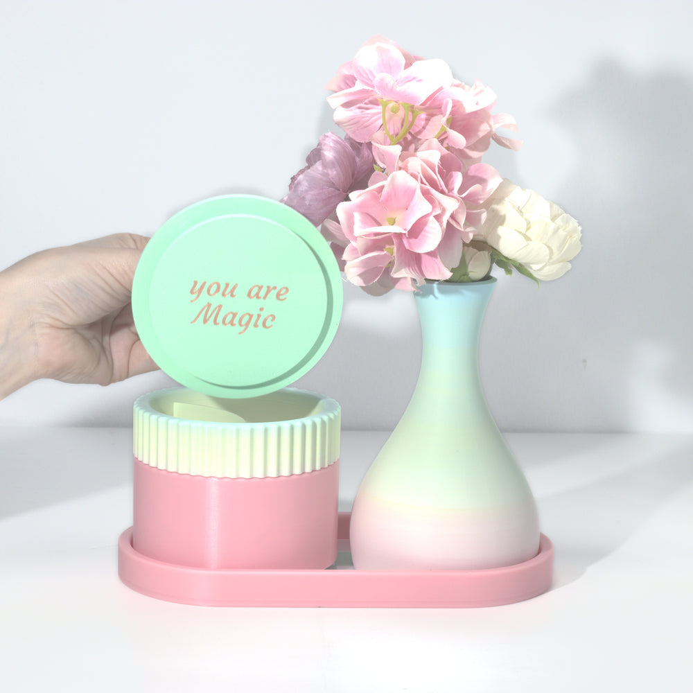 Bubblegum Magic Stack with mint, pastel pink and pastel rainbow, 3D printed by Mewse, view 2