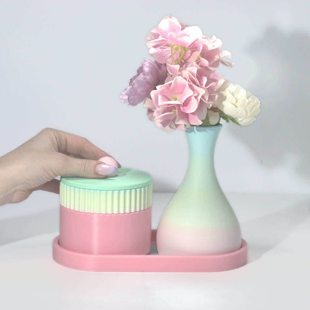 Bubblegum Magic Stack with mint, pastel pink and pastel rainbow, 3D printed by Mewse