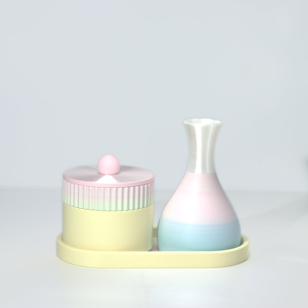 Lemon Magic Stack with pastel pink, pastel rainbow and pearl, 3D printed by Mewse, view 2