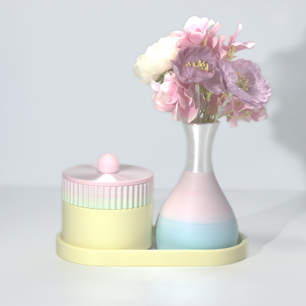 Lemon Magic Stack with pastel pink, pastel rainbow and pearl, 3D printed by Mewse, view 3