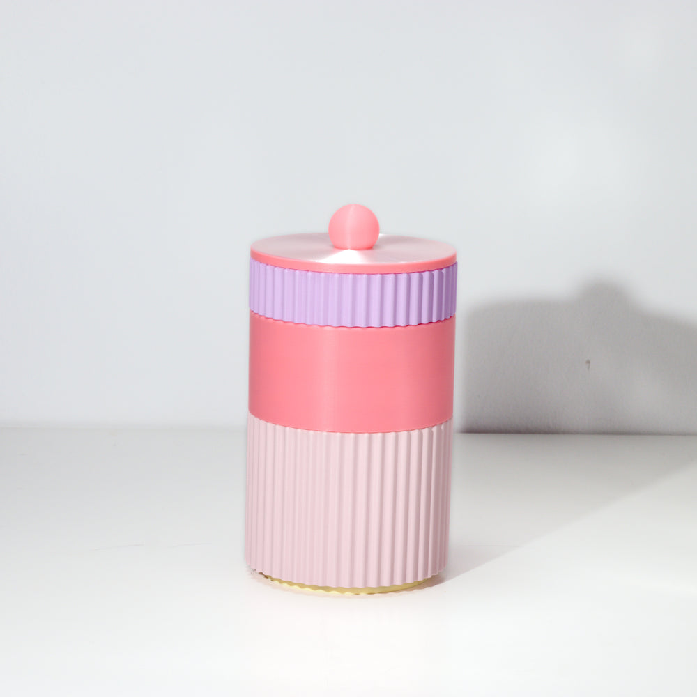 Bright Pink MegaStack with lilac, pastel pink and pearl, 3D printed by Mewse