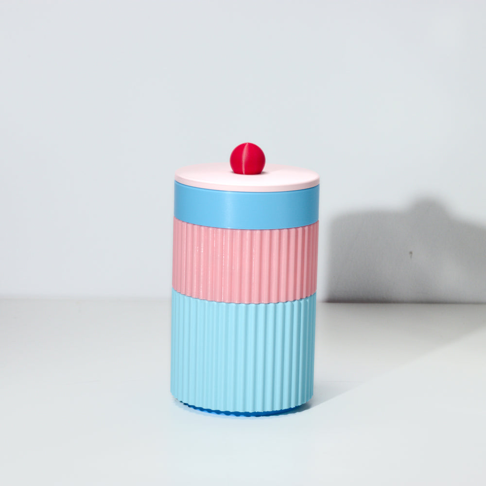 Bubblegum MegaStack with baby blue, pastel pink, cherry and electric, 3D printed by Mewse