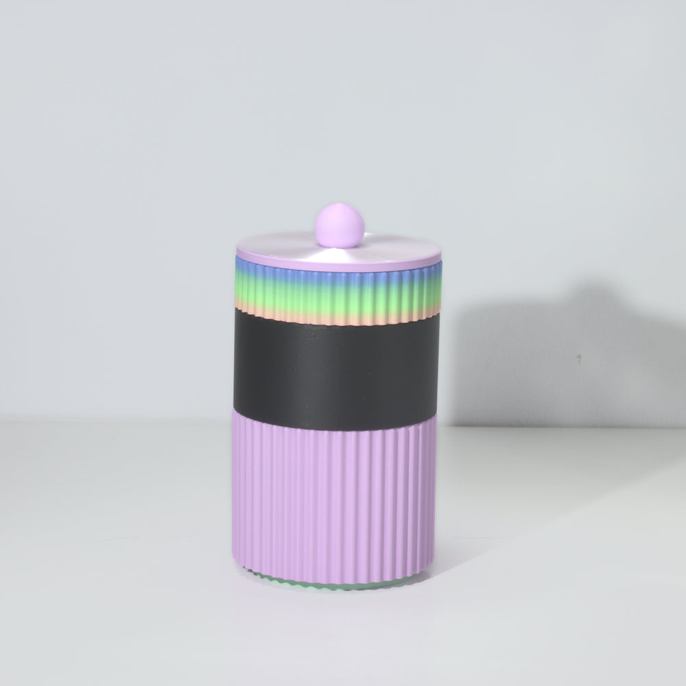 Black MegaStack with lilac, vibrant rainbow and pearl, 3D printed by Mewse