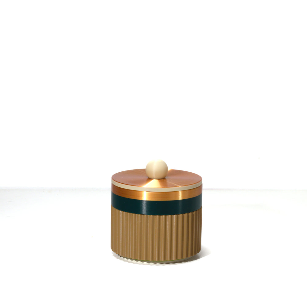 Pistachio MiniStack with an emerald band, bone knob and bronze trim, 3D printed by Mewse