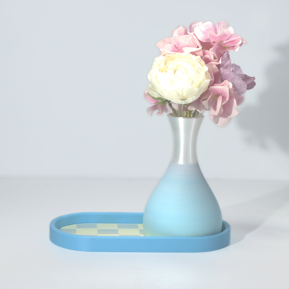 Electric Two Can Tray + Vase with pastel rainbow and pearl, 3D printed by Mewse