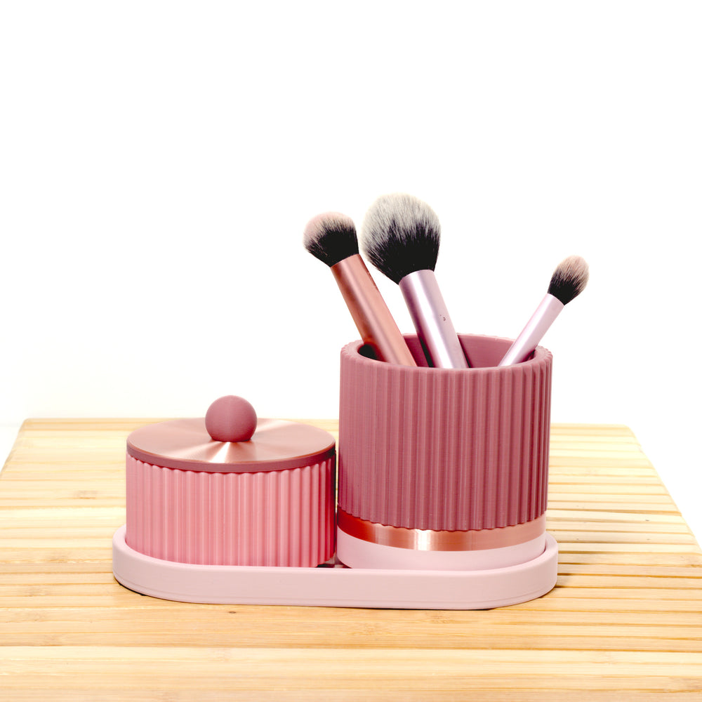 Bubblegum Organiser Stack with pastel pink, rose and rose gold, 3D printed by Mewse, view 2