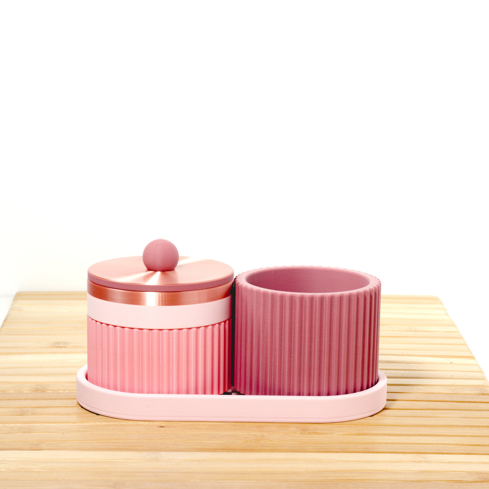 Bubblegum Organiser Stack with pastel pink, rose and rose gold, 3D printed by Mewse