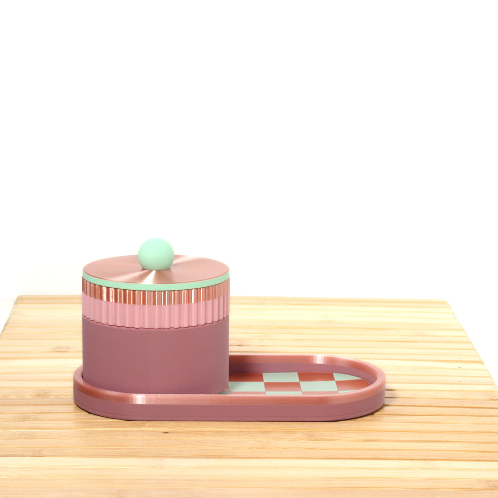 Rose Vanity Stack with bubblegum, mint and rose gold, 3D printed by Mewse