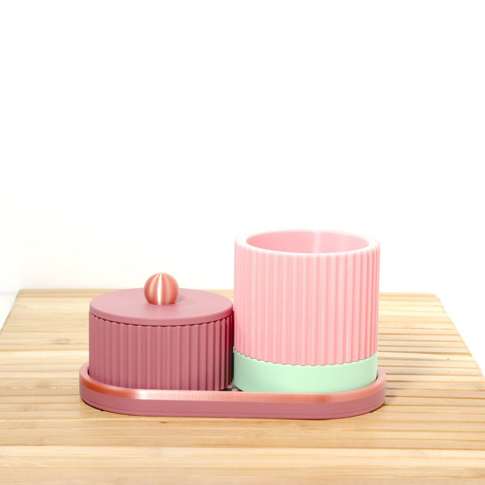 Rose Organiser Stack with mint, bubblegum and rose gold, 3D printed by Mewse, view 2