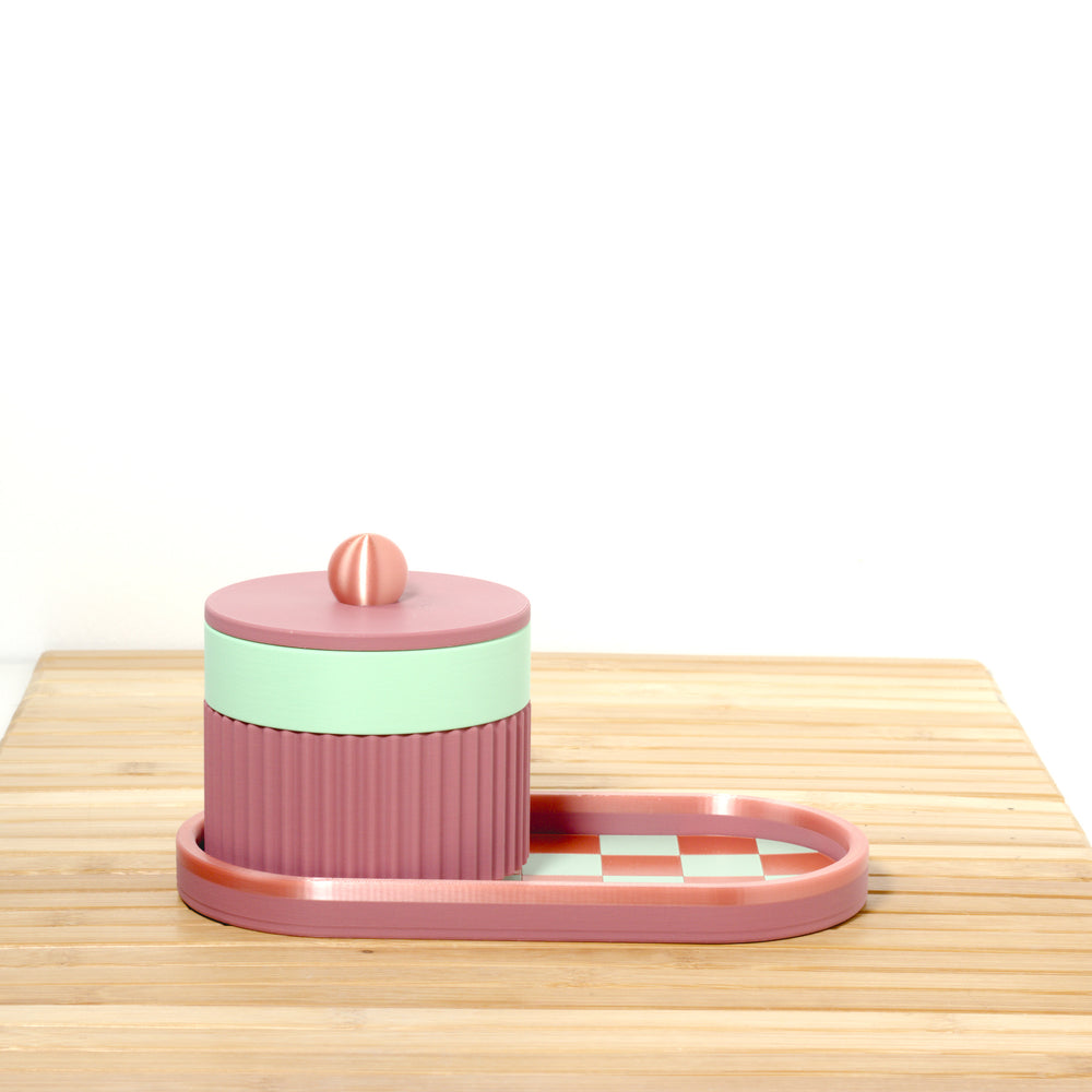 Rose Vanity Stack with mint, bubblegum and rose gold, 3D printed by Mewse, view 3