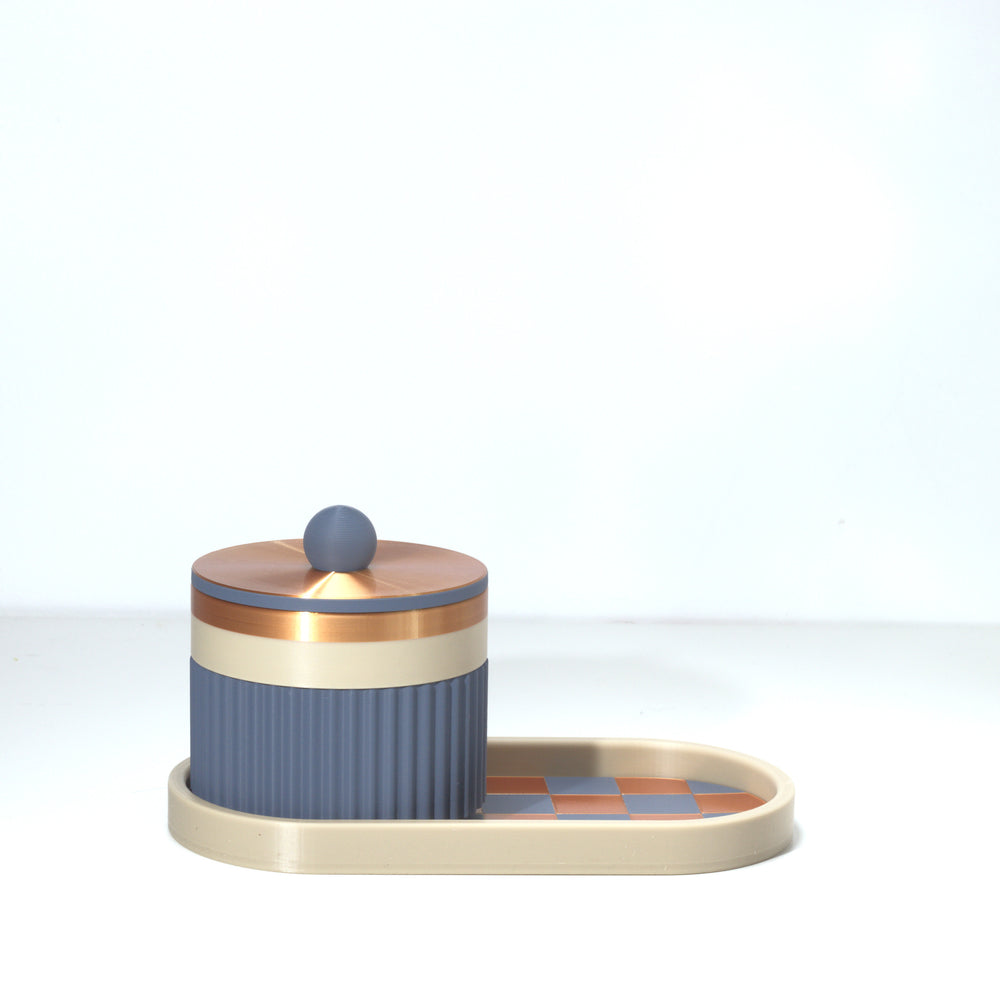 Blue Steel Vanity Stack with pistachio and bronze, 3D printed by Mewse