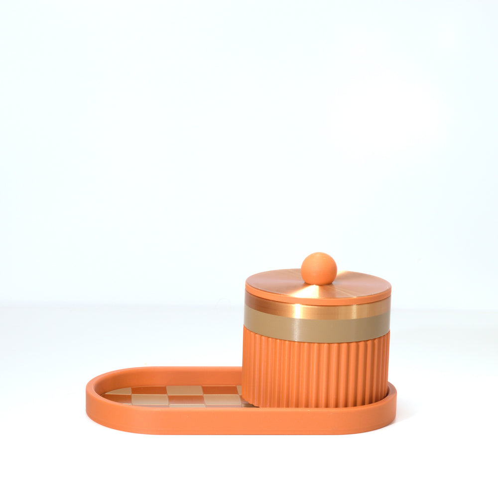 Orange Vanity Stack with light brown and bronze, 3D printed by Mewse