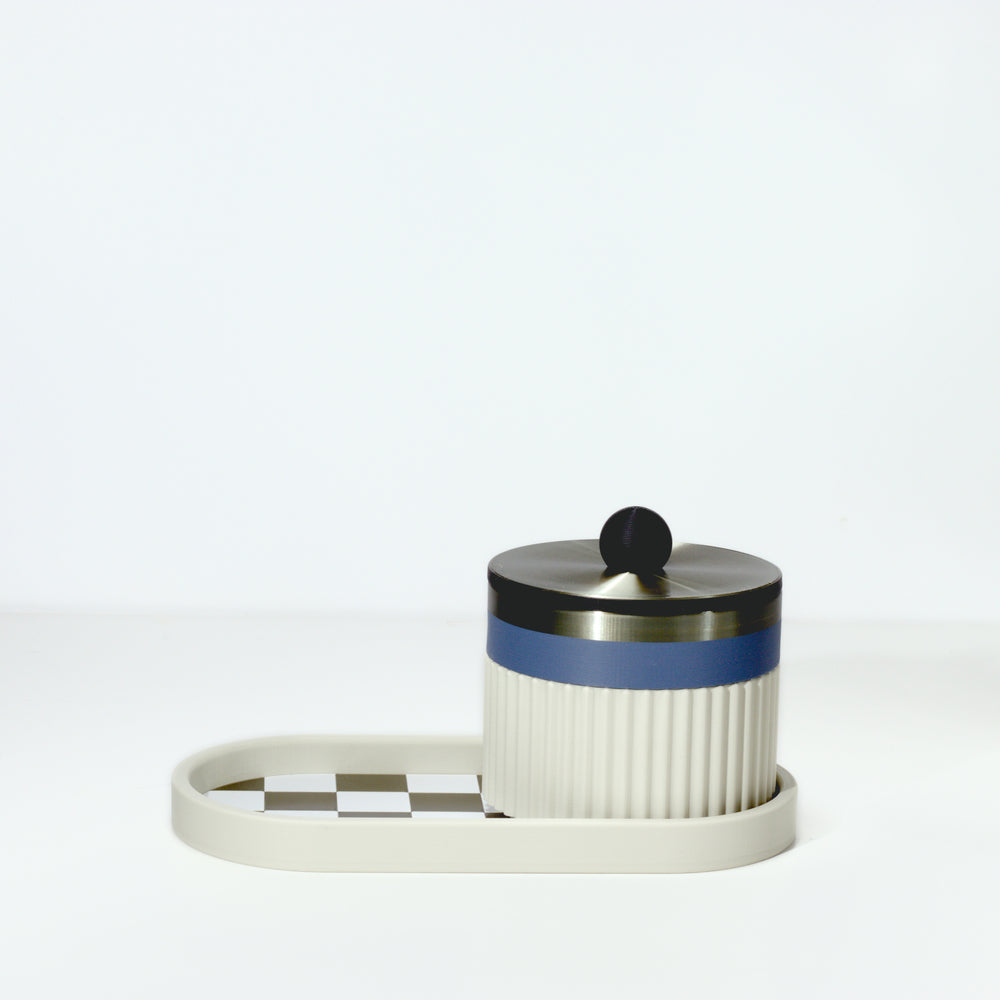 Pistachio Vanity Stack with blue steel, black and titanium, 3D printed by Mewse
