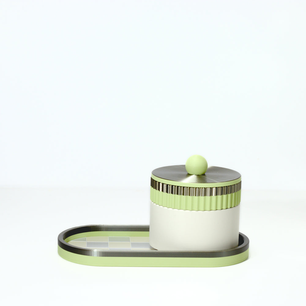 Pistachio Vanity Stack with matcha and titanium, 3D printed by Mewse