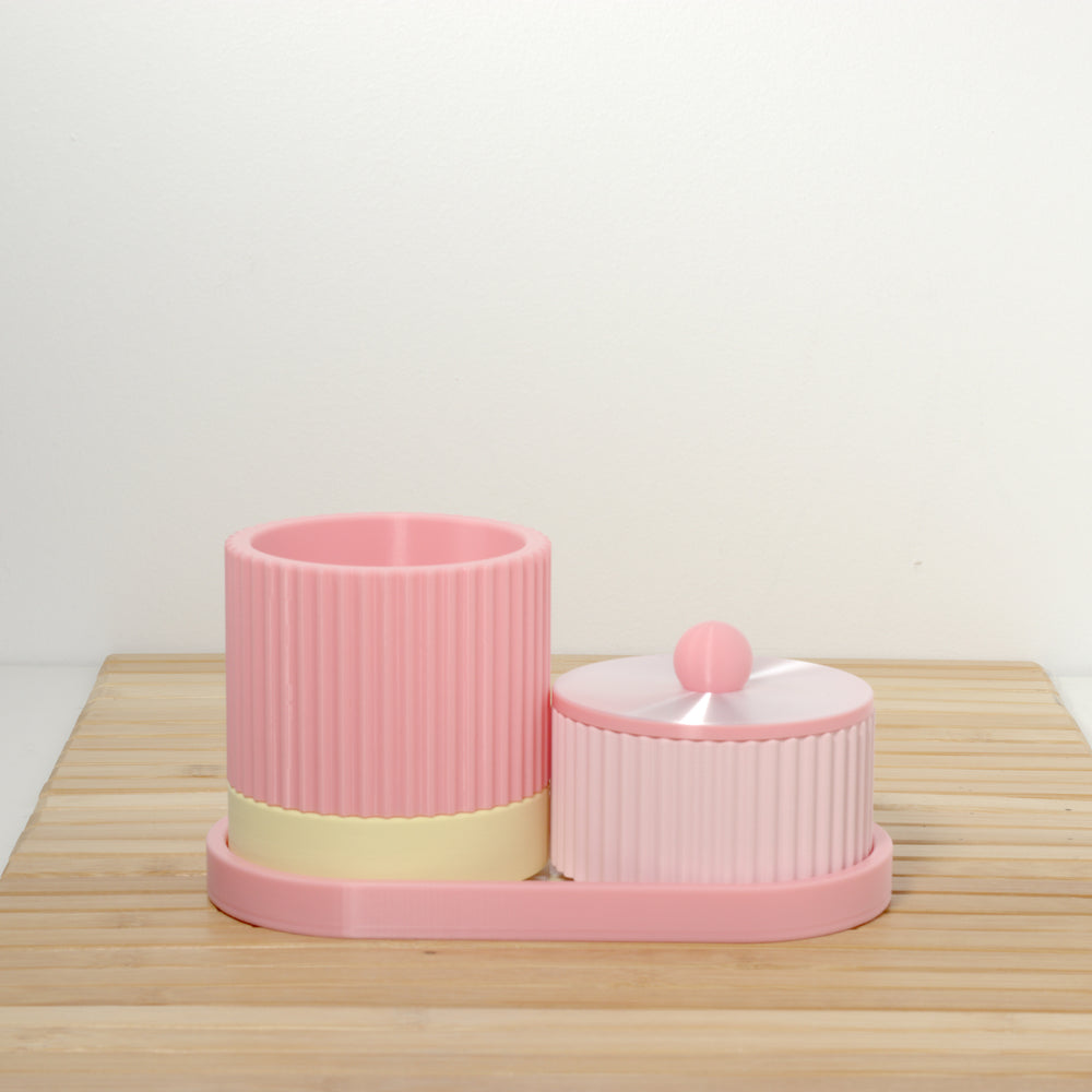 Pastel Pink Organiser Stack with lemon, bubblegum and pearl, 3D printed by Mewse, view 2