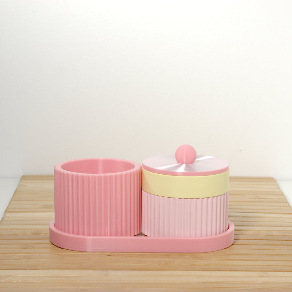 Pastel Pink Organiser Stack with lemon, bubblegum and pearl, 3D printed by Mewse