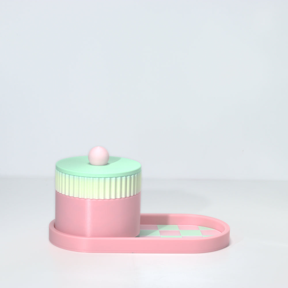 Bubblegum Vanity Stack with mint, pastel pink and pastel rainbow, 3D printed by Mewse