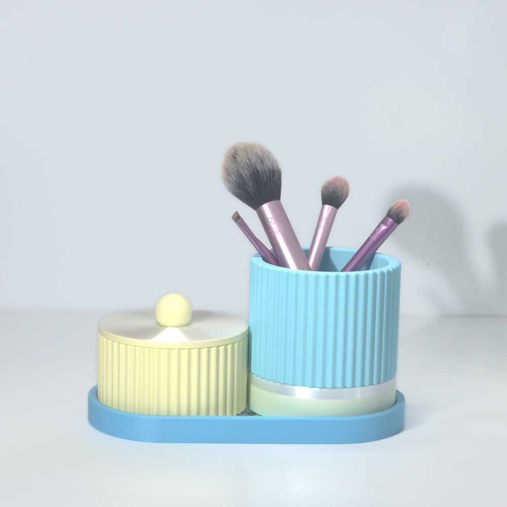 Lemon Organiser Stack with electric, pastel rainbow and pearl, 3D printed by Mewse, view 2