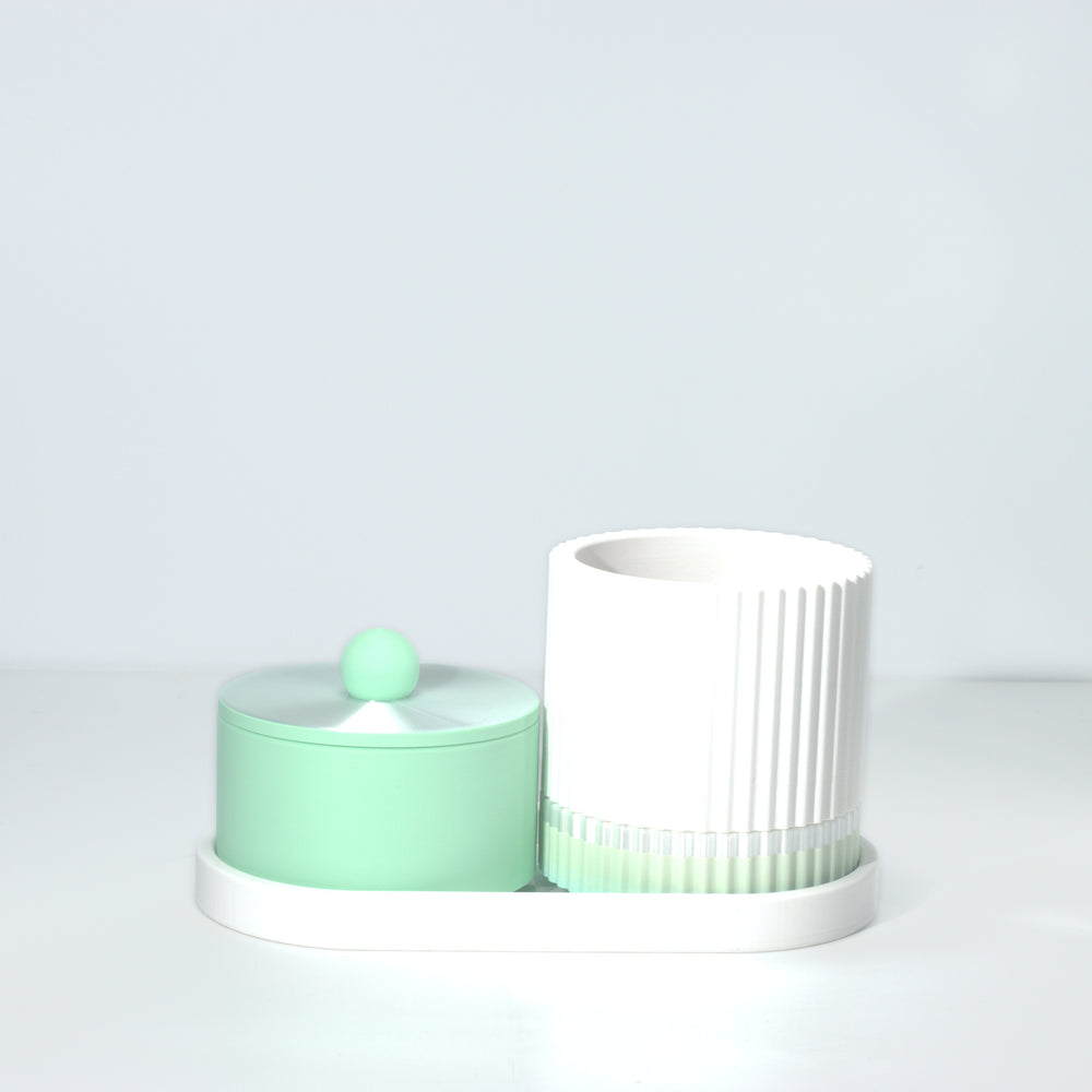 Mint Organiser Stack with white, pastel rainbow and pearl, 3D printed by Mewse, view 2