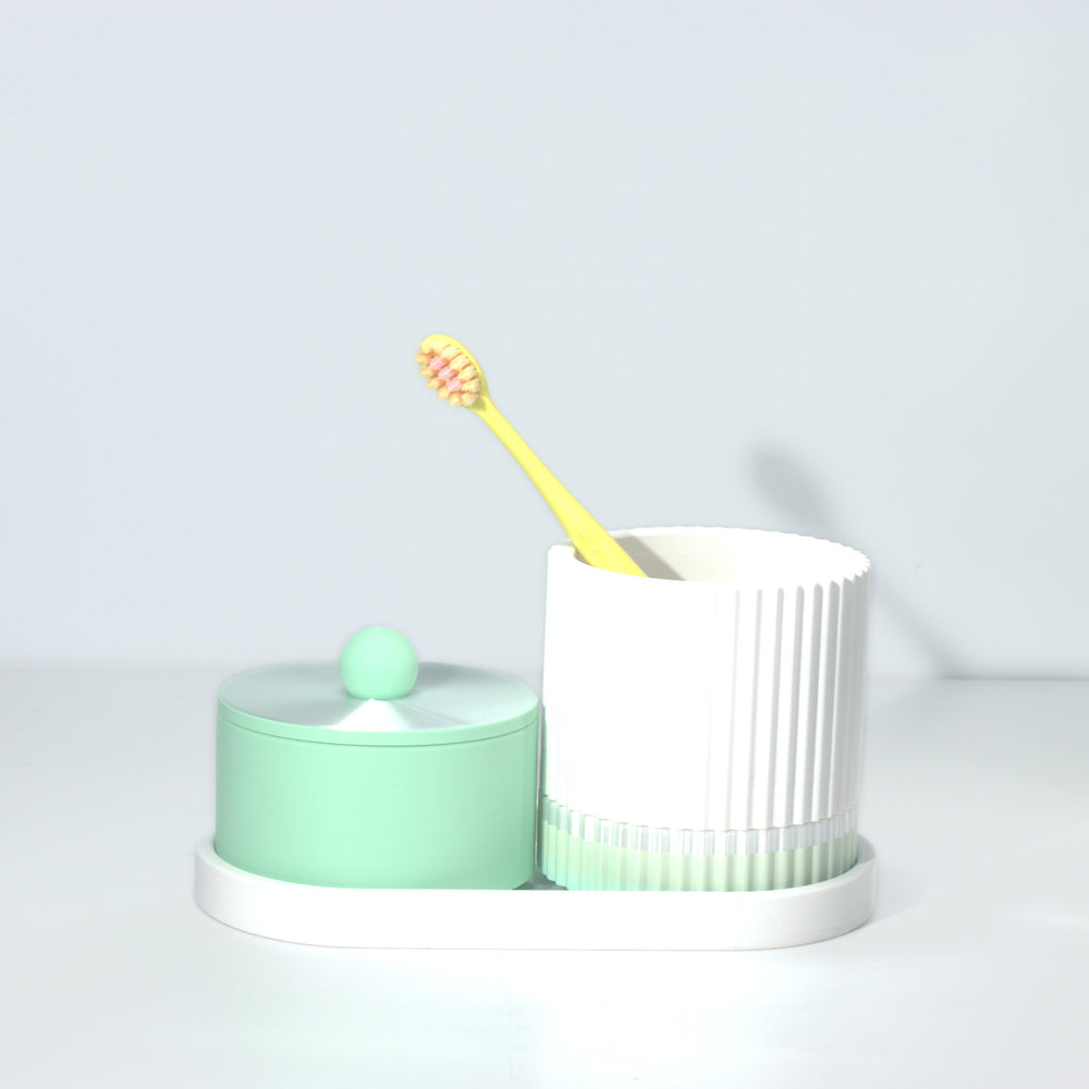 Mint Organiser Stack with white, pastel rainbow and pearl, 3D printed by Mewse, view 3