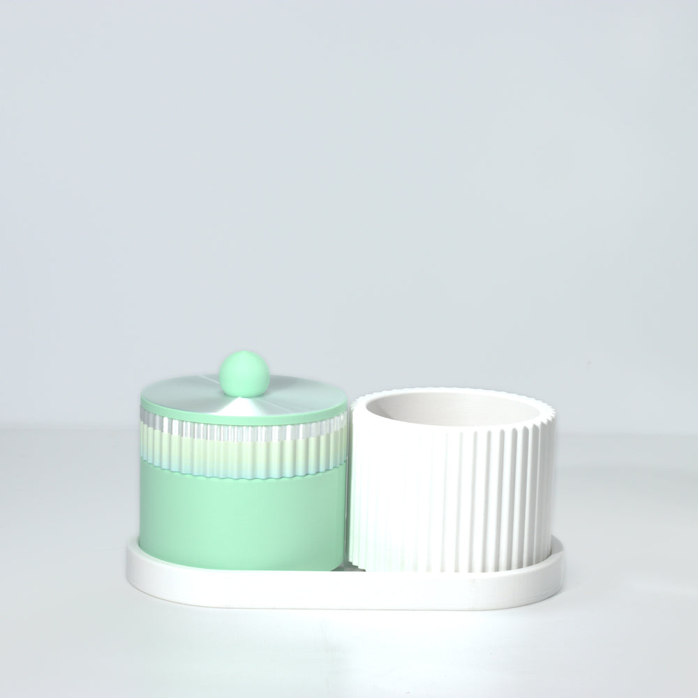 Mint Organiser Stack with white, pastel rainbow and pearl, 3D printed by Mewse